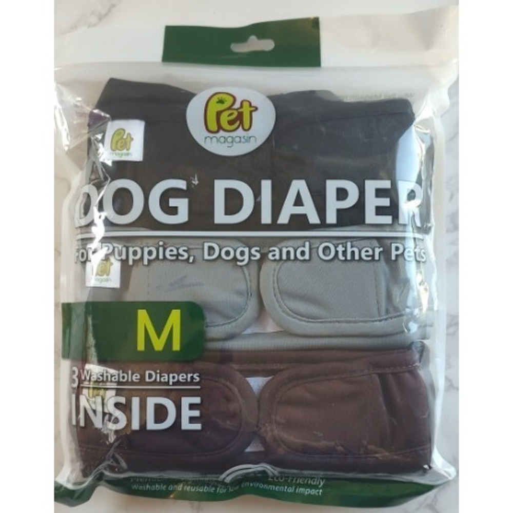 3 Reusable Wrap Diapers for Puppies Dogs Washable Pet Magasin Size M A13